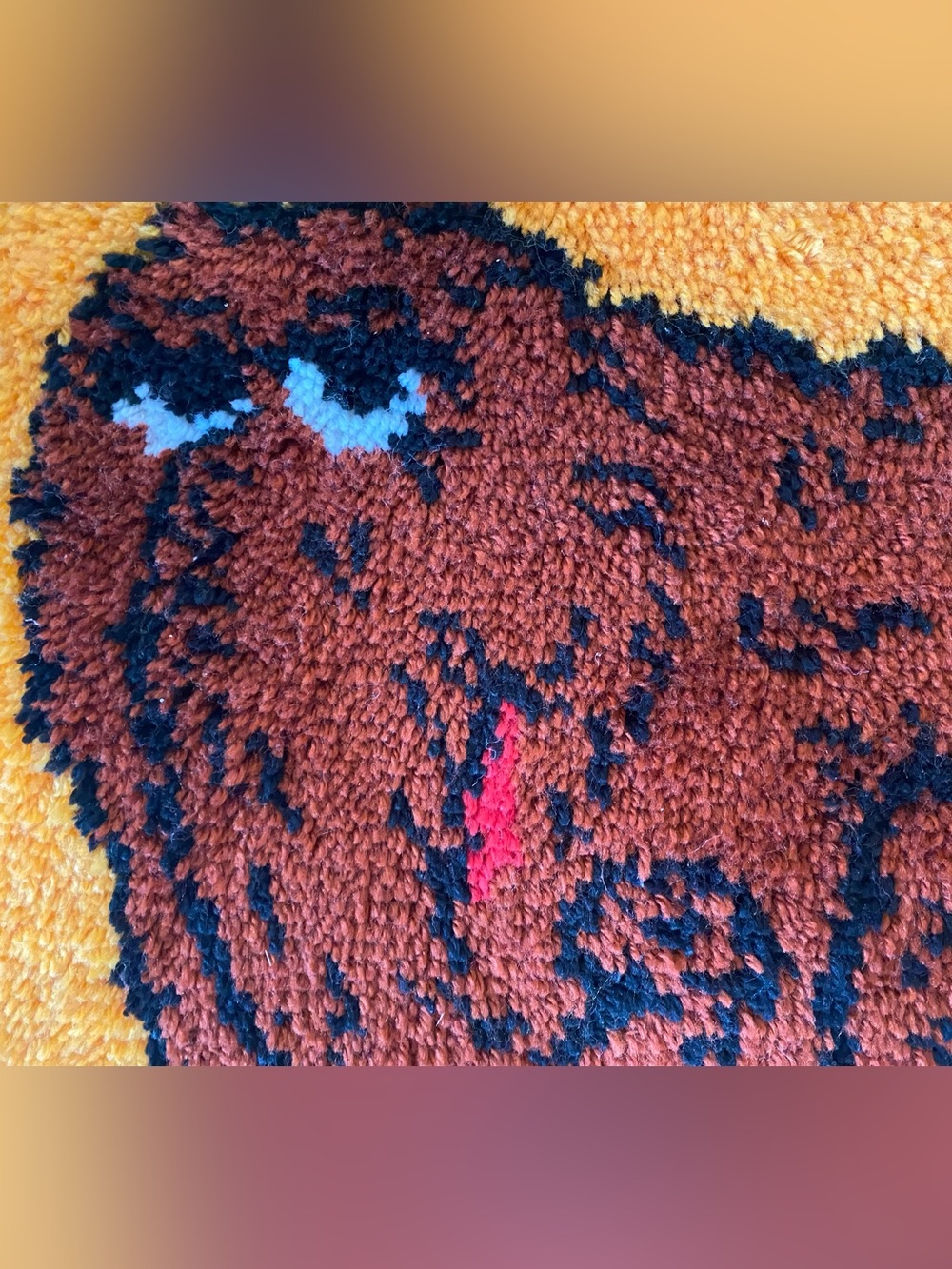 Handmade Vintage Latch Hook Rugs - Wall Hangings Sesame Street Snuffleupagus - Picture 2 of 3